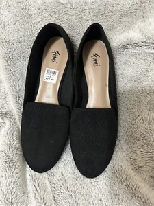 Fioni Black Faux Suede Slip On Comfort Flats Sz7.5 - Picture 1 of 2