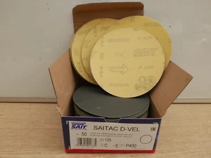 50 X SAITAC 125MM SILICON CARBIDE HOOK & LOOP SANDING DISCS 400 GRIT PORCELAIN  - Picture 1 of 1