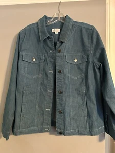 Denim & Co Blue Denim Cotton Damen Stretch Jacke Größe M - Bild 1 von 3