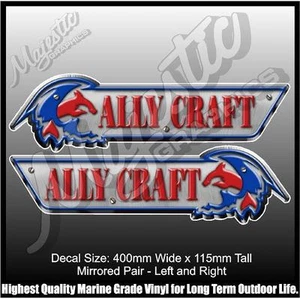 ALLY CRAFT - 400mm x 115mm x 2 - BOAT DECALS - Picture 1 of 1