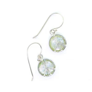 Angie Olami Earrings - Roman Glass Peace Sign Earrings - Picture 1 of 1