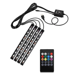 4PCS Car RGB USB 36 LED Light Strip Interior Atmosphere Neon Lamp Remote Control - Picture 1 of 9