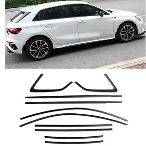10x Titanium Black Window Trim Strip Cover Sticker For 2021 Audi A3 S3 Hatchback - Picture 1 of 8