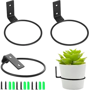 3Pcs 6 Inch Wall Mounted Plant Pot Holder Ring Foldable Flower Pot Holder Black - Picture 1 of 12