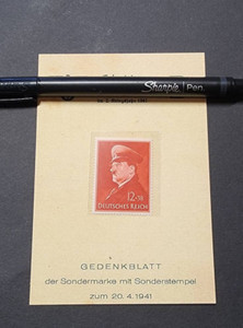 WW2 WWII Nazi German Third Reich Adolf Hitler 52nd Birthday stamp w card 1941