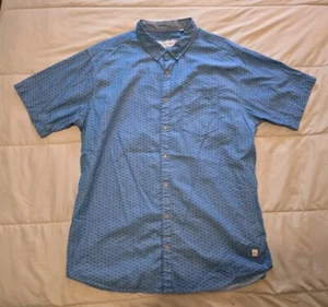 Depart West Shirt Mens XL Blue Geometric Short Sleeve Pocket Casual Button Up - Picture 1 of 14