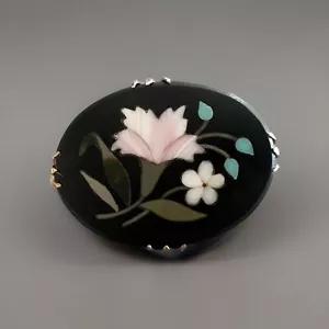 Antike Pietra Dura 14k Goldmontierte ovale Anstecknadel/Brosche - Bild 1 von 5
