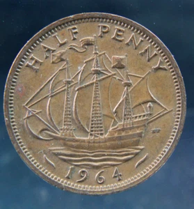 Great Britain, Half Penny, 1964 bronze coin - Picture 1 of 2