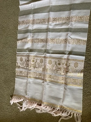 CHAL ESTOLA ORO ROSA Y METÁLICO VINTAGE - FLECOS ANUDADOS Foto 1 de 4