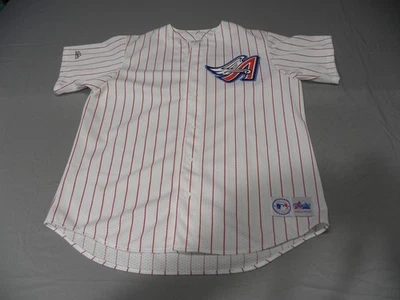 VINTAGE RARE MAJESTIC ANAHEIM ANGELS PINSTRIPE BASEBALL JERSEY IN SIZE L - Image 1 of 4
