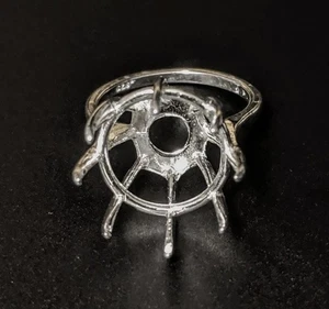 Solid Sterling Silver 20mm Deep Round Pre-Notched Setting Ring Size 8 - Picture 1 of 4