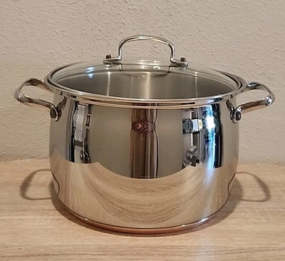 Belgique Herramientas Gourmet del Comercio Fondo de Cobre 8 Qt Olla de Acero Inoxidable con Tapa Foto 1 de 4