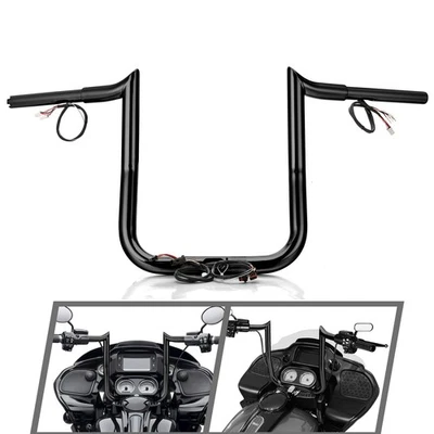 Manillar afilado barra excavadora negra grasa 12" de elevación 1,25" para Harley Road Glides 15-23 Foto 1 de 4