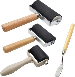 3 Pack Hard Rubber Brayer Rollers for Printmaking, Ink, Vinyl, Stamping, Crafts - Picture 1 of 5
