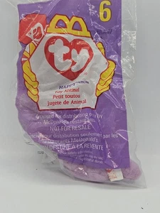 ~HAPPY the HIPPO Ty Original Teenie Beanie Baby Babies McDonald's #6 NIP 1998 - Picture 1 of 2