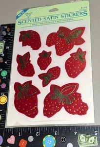 vintage stickers Hallmark Scratch  N  Sniff  Satin Strawberries  Nip - Picture 1 of 4
