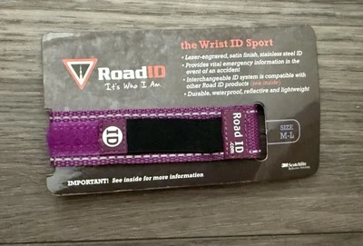 ROAD ID Nylon Wrist Band, Purple, Size Medium-Large, New - Image 1 of 2