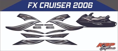 YAMAHA WAVERUNNER FX CRUISER 2006 Graphics / Decal / Sticker Kit BLK & GREY - Image 1 of 3