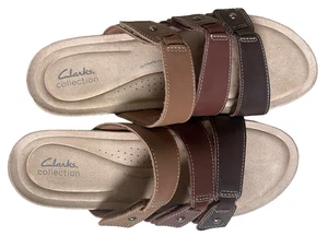 Clarks Collection Calenne Lily Slip-on Sandals Brown Leather Multi Color Sz 11 M - Picture 1 of 4