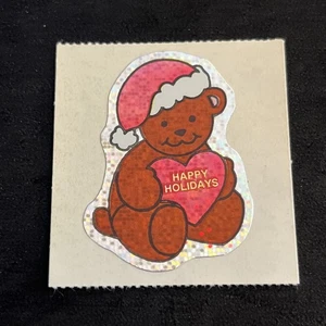 Vintage Special Expressions Prism Christmas BEAR Santa Hat Sticker - Rare - Picture 1 of 4