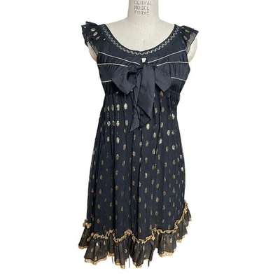 Vestido Marc Jacobs negro dorado punto hasta la rodilla para mujer talla 2 vintage Y2K Foto 1 de 4