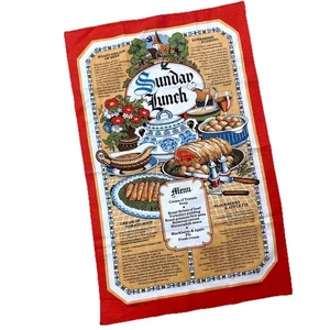 Vintage Sonntag Mittagessen Geschirrtuch Kitschige Rezepte Menü Mahlzeit Feinschmecker - Bild 1 von 8