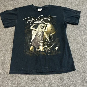 Vintage Y2K 2000s Taylor Swift Shirt Fearless 2009 Tour Promo Black Merch Sz S - Picture 1 of 7