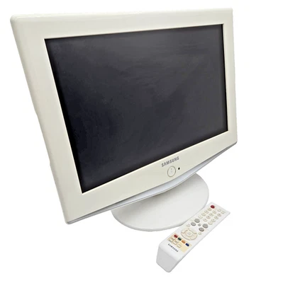 Samsung LCD HDTV 19” Monitor w/Remote White Tilt/Mount Stand Tested Very Nice! - Image 1 of 4