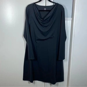 Title Nine Merino Wool Blend Longsleeve Dress Size xl dark gray drape neck - Picture 1 of 8