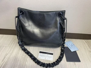 Prada Logo-Embossed Leather Chain Shoulder Bag Black Used - Picture 1 of 20
