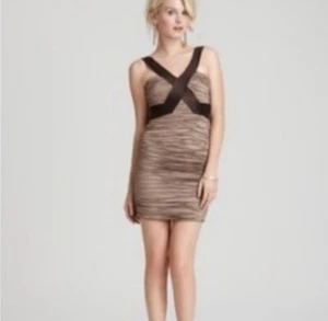 Bcbgmaxazria Simpsom Mocha Mini Dress Sleeveless Size 2 - Picture 1 of 7