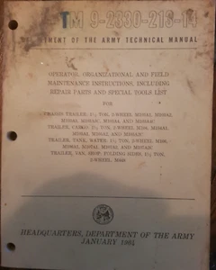 Remolque TM9-2330-213-14 1 1/2 tonelada M103A1 M104 M106 M488 libro de mantenimiento de reparación - Imagen 1 de 1