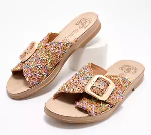 Fantasy Sandals Raffia Slide Sandals - Rosemary Size 5.5-6 - Picture 1 of 2