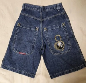 Original JNCO Sz M Vintage USA BAGGY Hip Hop Jeans Short Billiard 8 bestickt Y2K - Bild 1 von 12