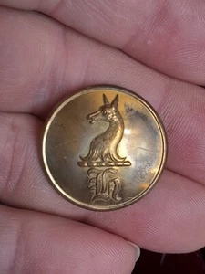 Antique livery button Beast Head Erased H late 1800's 25 mm - Picture 1 of 2