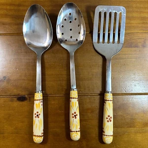3 gebrauchte Temptations Servieren Kochutensilien Set Schlitz Löffel Spatel Keramik - Bild 1 von 6