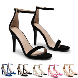 Women's High Heels Ankle Strap Stilettos Round Open Toe Dressy Sexy Sandals - Picture 1 of 59