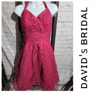 David's Brautkleid Brautjungfer Größe 2 Hochzeit Festlich Party Cocktail Rosa A438 - Bild 1 von 3