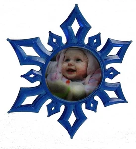 AZUL Navidad Copo de Nieve Adorno Personalizado con Tu Foto - Hecho en EE. UU. - Imagen 1 de 3