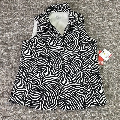 Liz Claiborne Womens Zebra Animal Stripe Print Quilt Puffer Vest Activewear Sz M - Image 1 of 4