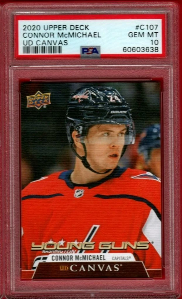 2020-21 UPPER DECK UD CANVAS CONNOR McMICHAEL YOUNG GUNS ROOKIE PSA 10 RC YG GC - Image 1 of 1