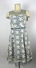 Ryu Dress Women's  Blue Floral Lace Sheer Tulle Embellished Beads  Size Small