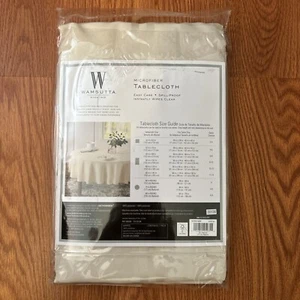 Wamsutta. Round Tablecloth Beige Microfibers 70 Inch  Spill Proof Holiday Dining - Picture 1 of 3