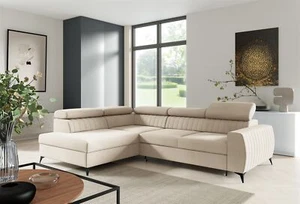 Ecksofa Schlafsofa Sofa TORONTO Stoff Element Creme Ottomane Links - Bild 1 von 4