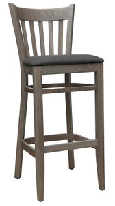 Barhocker Barstuhl Tresenhocker Holz Buche massiv Höhe 65cm grau Polstersitz - Bild 1 von 7