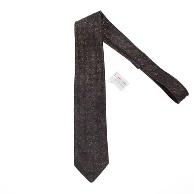 Corbata Italo Ferretti Nueva con Etiquetas en Azul Marino/Dorado con Sutil Mini Paisleys Mezcla de Seda Foto 1 de 4