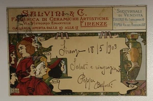 1903 FIRENZE cartolina Pubblicità SALVINI Fabbr.CERAMICA ARTISTICA+viaggia-i197 - Foto 1 di 1