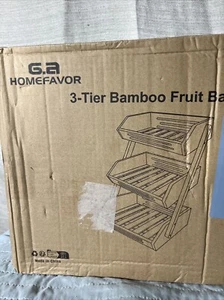 G.a HOMEFAVOR Large Bamboo Fruit Basket, 3-Tier Fruit Bowl for Kitchen Counter, - Picture 1 of 4