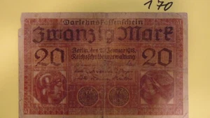 23/170) Darlehenskassenschein 20 Mark 5. August 1914 - Bild 1 von 2