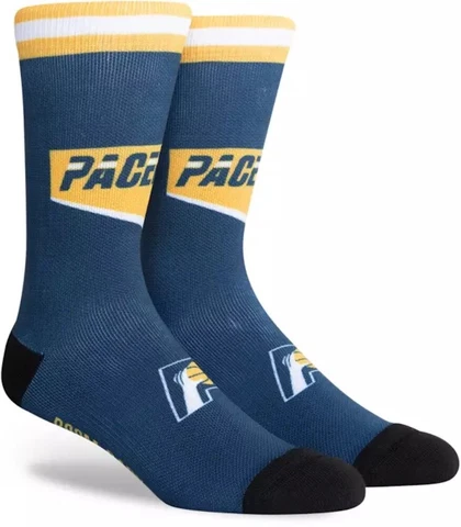 Indiana Pacers NBA Large Mens Socks City Edition Crew Retro Boom Baby Blue Navy Cover